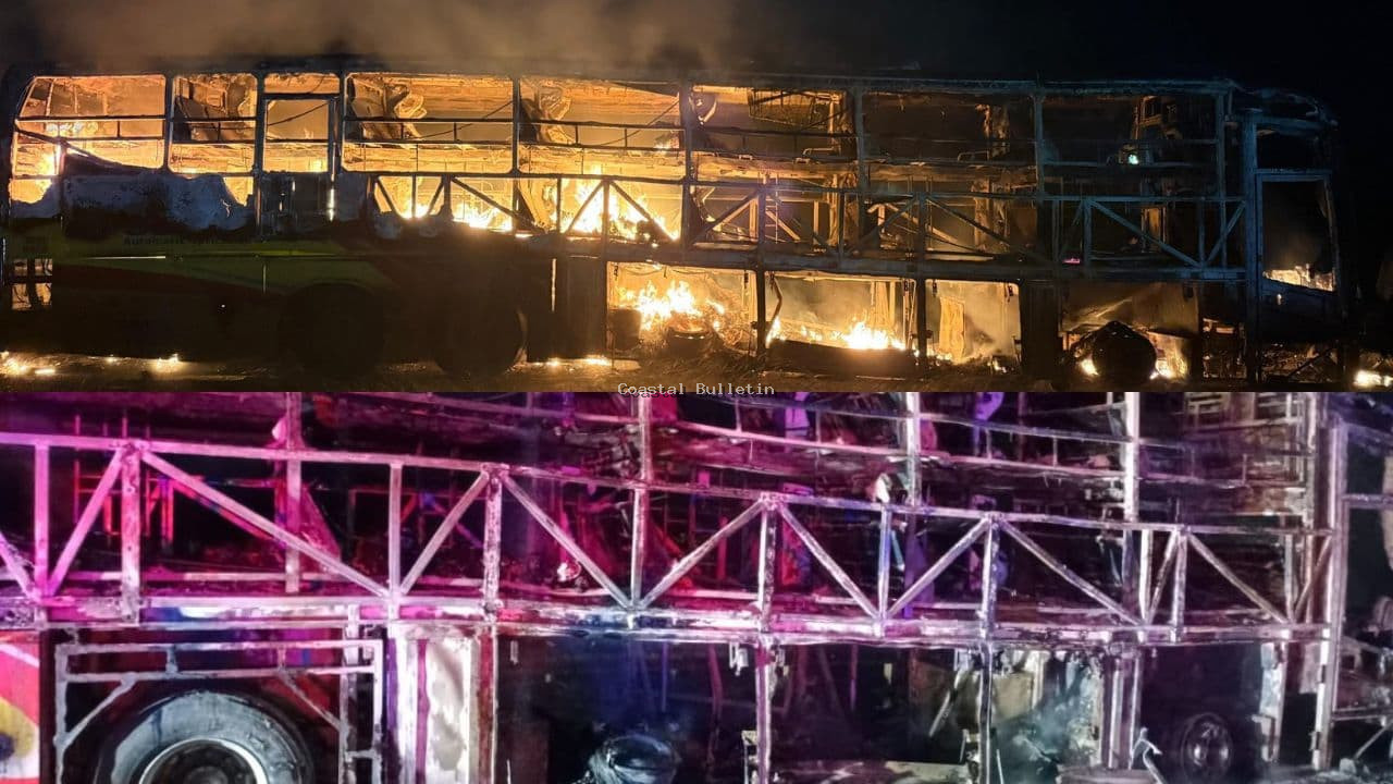 ಹೊತ್ತಿ ಉರಿದ ಹೈದರಾಬಾದ್ ನಿಂದ  ಬೆಂಗಳೂರಿಗೆ ಬರುತ್ತಿದ್ದ ಬಸ್; 20ಕ್ಕೂ ಅಧಿಕ ಪ್ರಯಾಣಿಕರು ಸಜೀವ ದಹನ